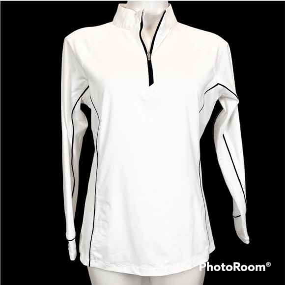 Peter Millar Other - Peter Millar White Quarter Zip Shirt Athletic Long Sleeve Tee Size L Golf Tennis